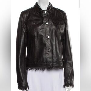 Jakett Alexa Washed Leather Jacket Black Shimmer Size Small